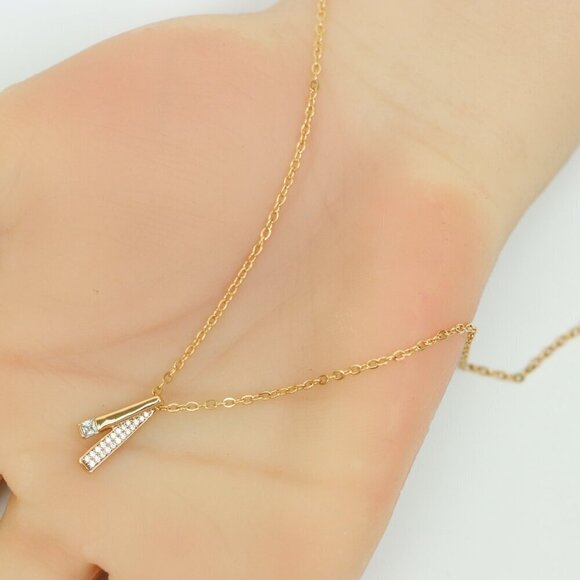 "Elegant Rose Gold Plated Necklace w/ CZ Pendant,  XPNL0159 - Picture 4 of 13